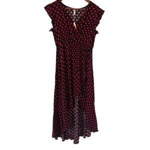 NWT Grecerelle Womens Maxi Dress Dark Romantic Faux‎ Wrap M Hi-Low Ruffles Party